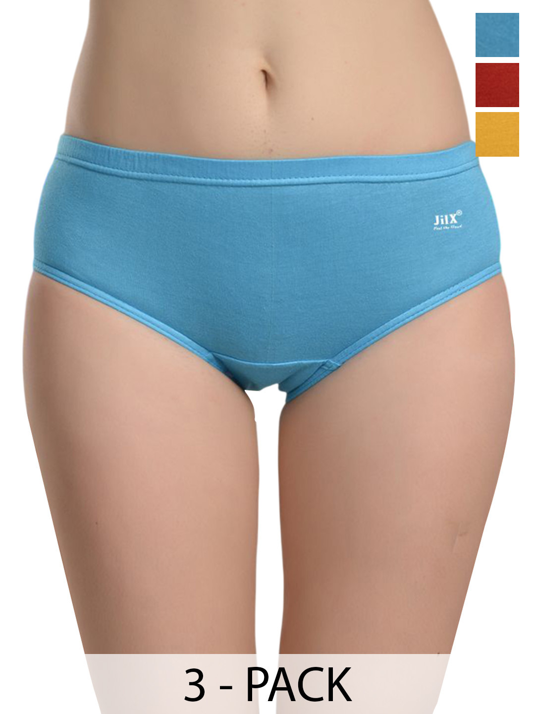 JIL X Pack Of 3 Cotton Hipster Briefs MY-JILX-PRO2-PLAIN-IE-3PC