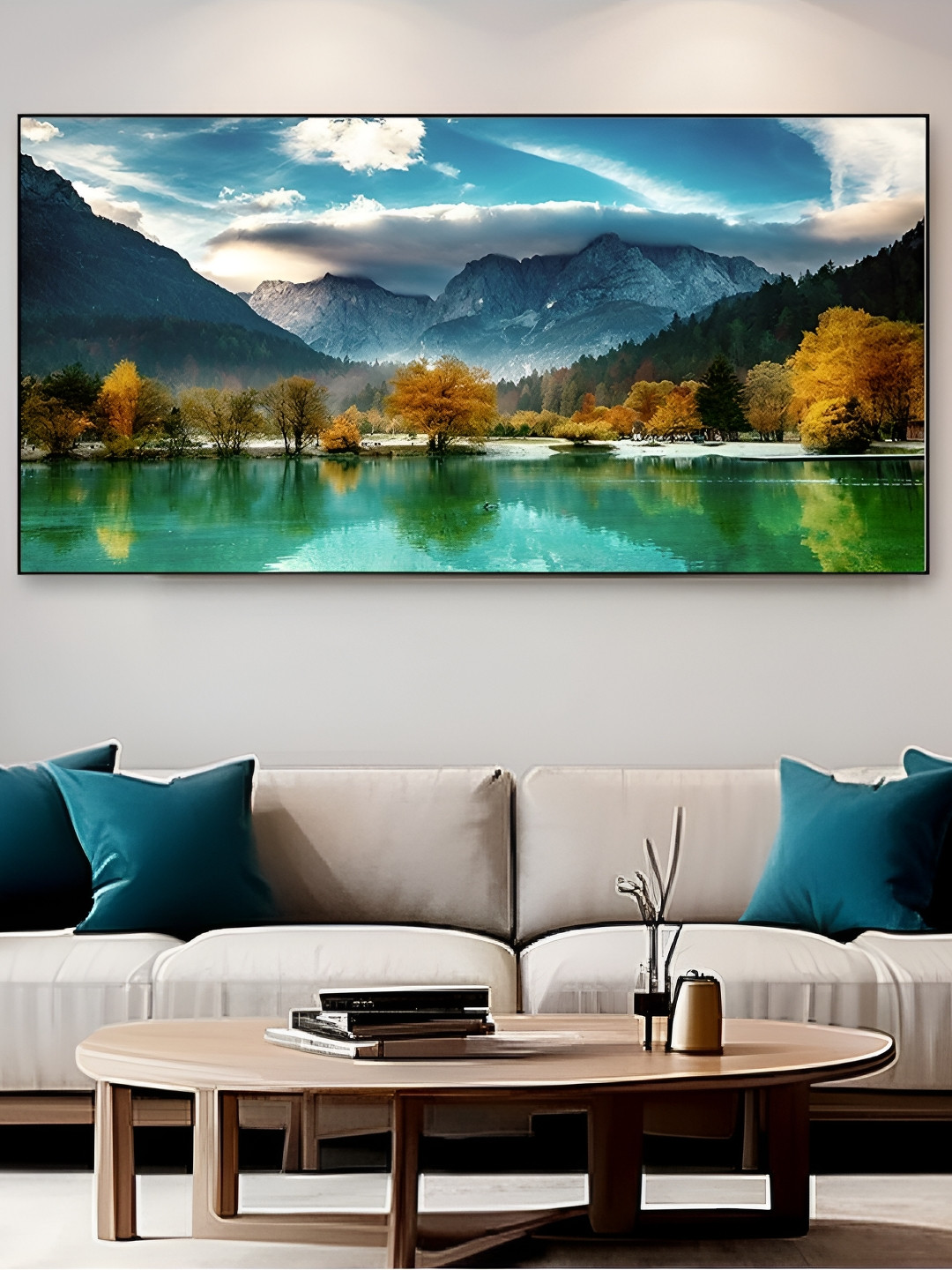 DEKORSTATION Blue & Green Painted Wooden Wall Art