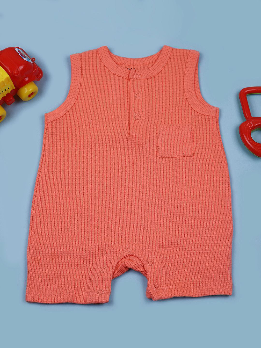 V-Mart Infant Boys Knitted Cotton Round Neck Rompers