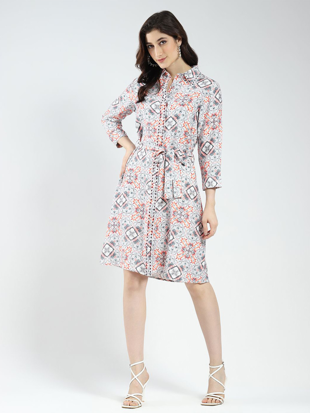 Monte Carlo Printed Shirt Type Dress