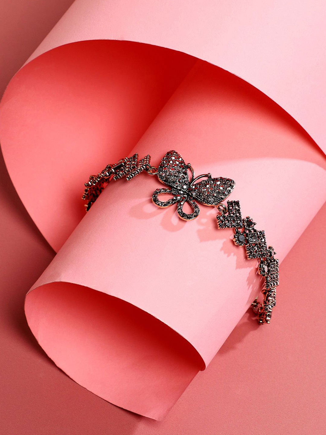 DressBerry Gold-Plated Stone Studded Bling Butterfly Wraparound Bracelet