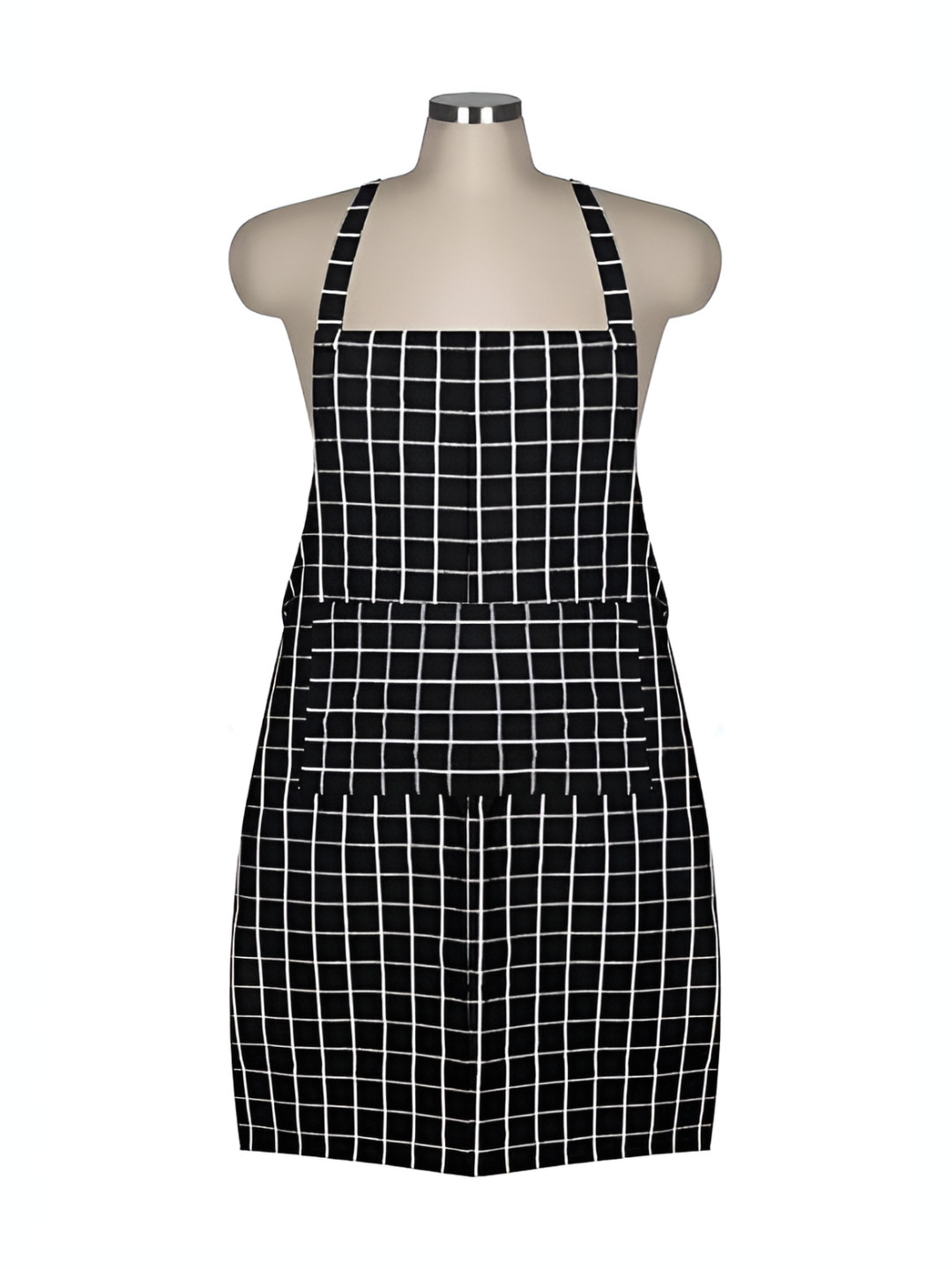 Crazyweaves Black & White Checked Cotton Apron With Pocket