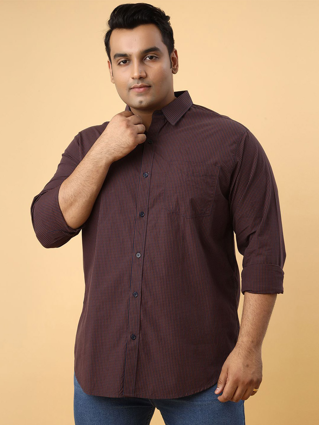 NEON CHILLIE Men Micro Checks Checked Casual Shirt