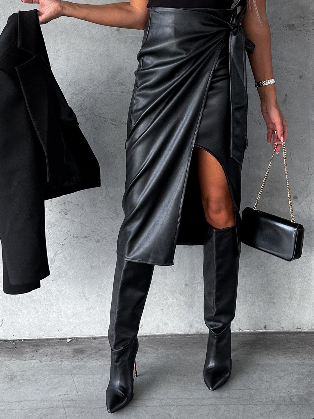 bebe High Slit Midi A-Line Skirt