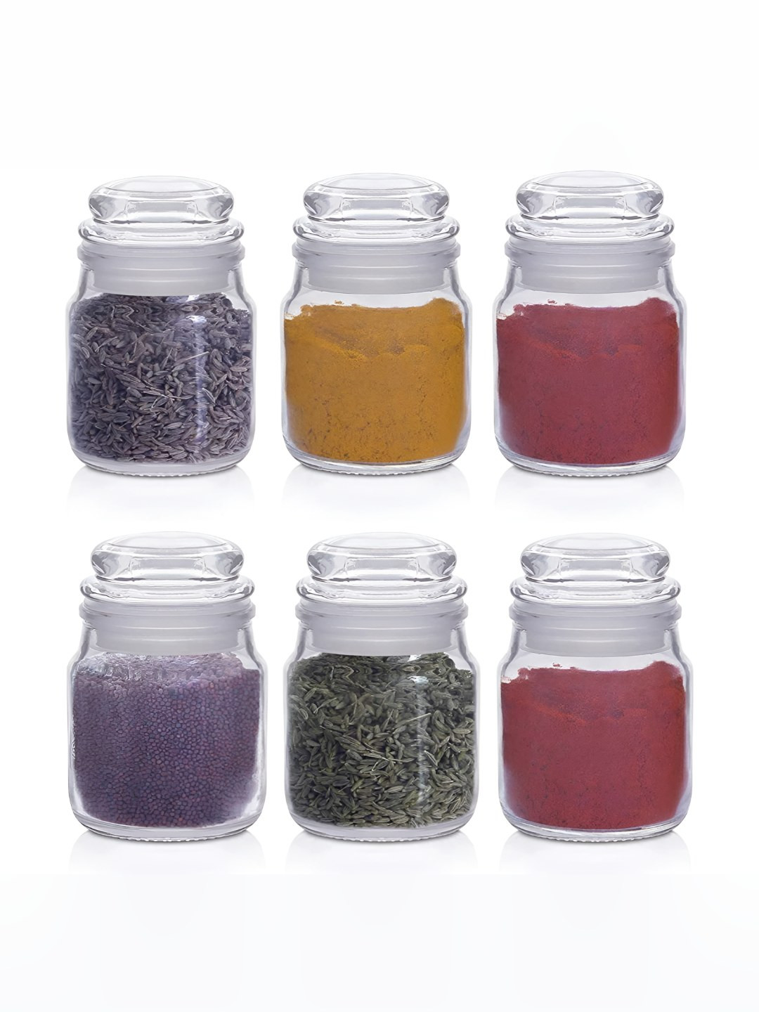Tyche Enterprises Transparent Glass Dishwasher Safe 6 Piece Clip-On Canister-100ml