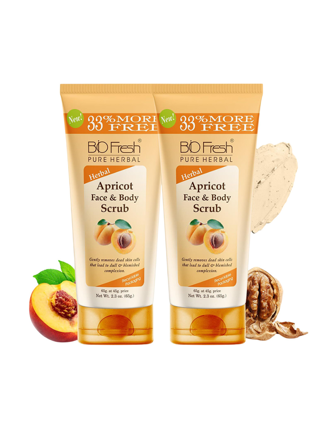 BIOFRESH Set Of 2 Apricot Body And Face Scrub - 65 g Each