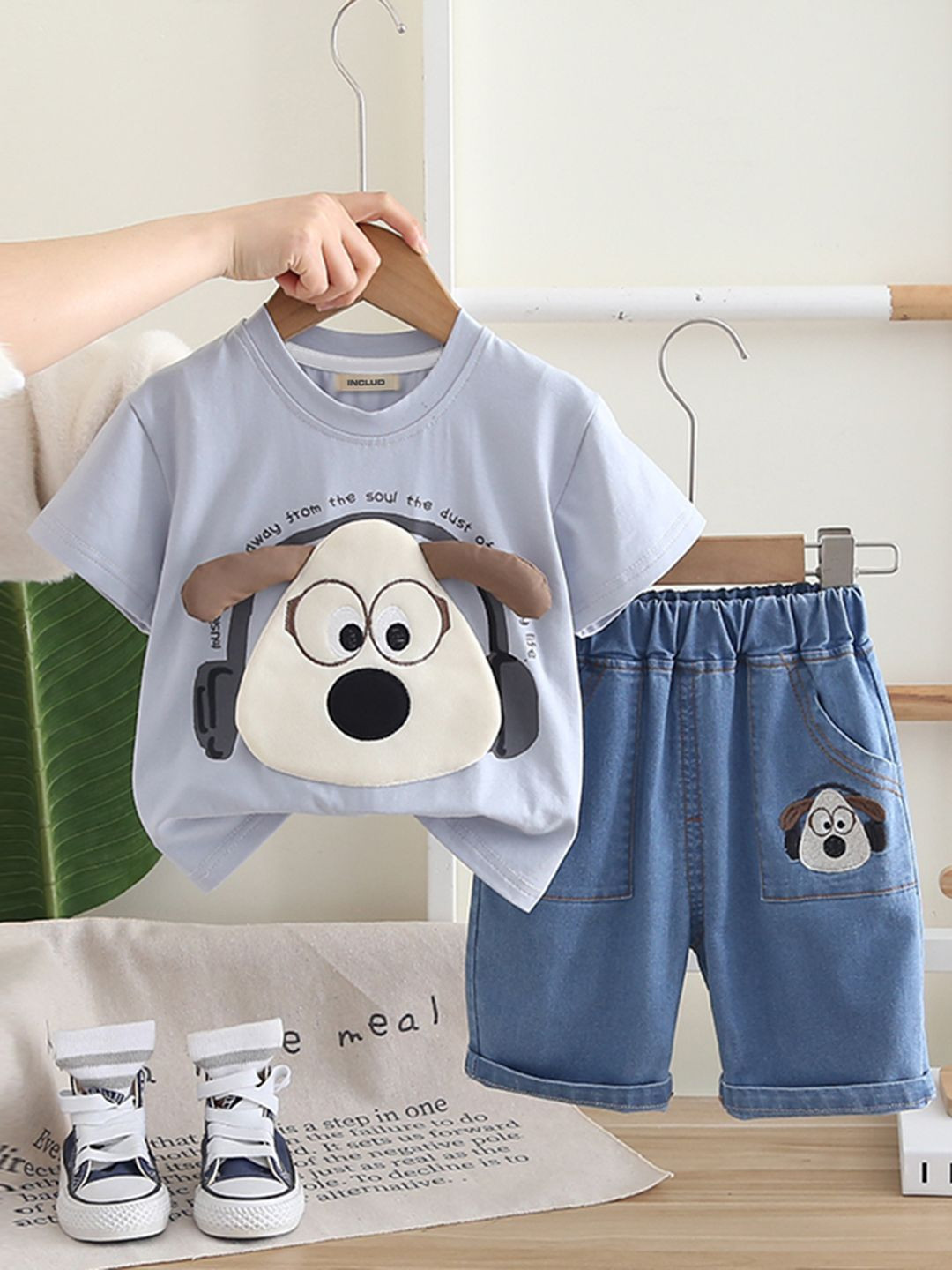 INCLUD Boys Cartoon Characters Embroidered T-shirt with Shorts