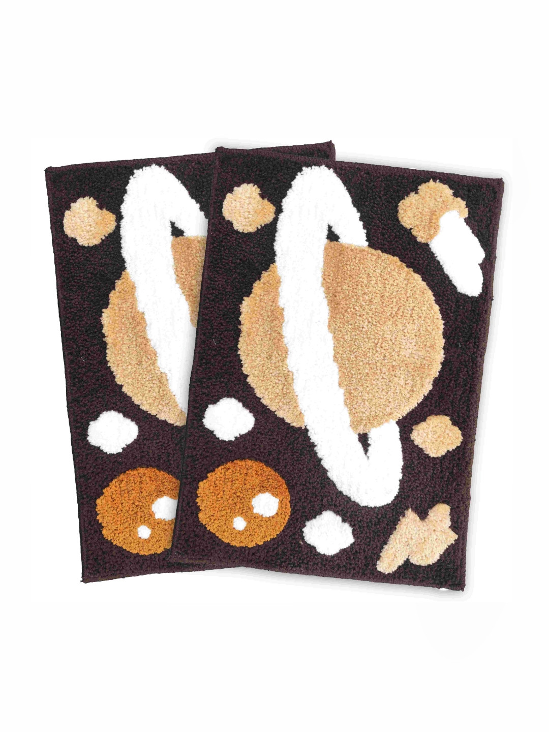 ELEGANT WEAVERS 2-Pcs Brown & White Textured Anti-Skid Bath Rug