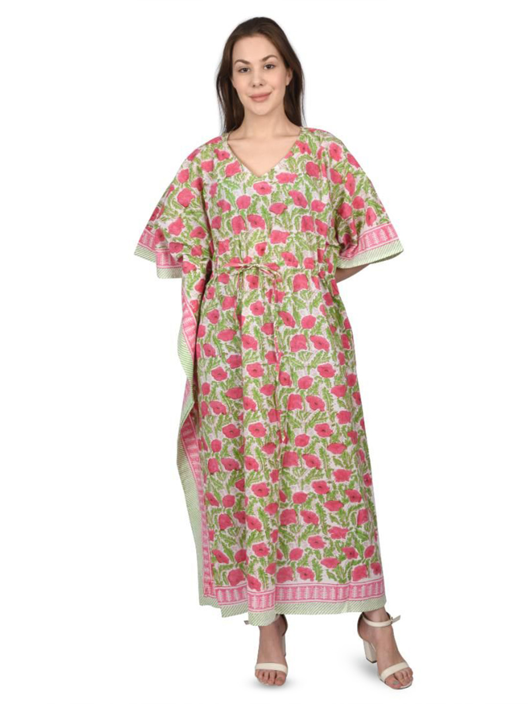 Fabric Venue Floral Print Flared Sleeve Kaftan Maxi Dress