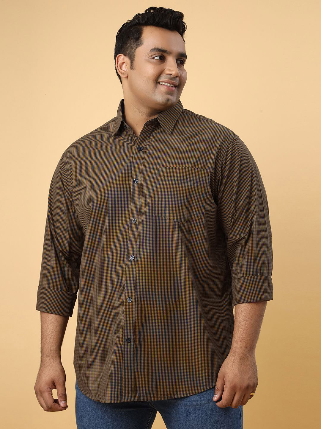 NEON CHILLIE Men Micro Checks Checked Casual Shirt