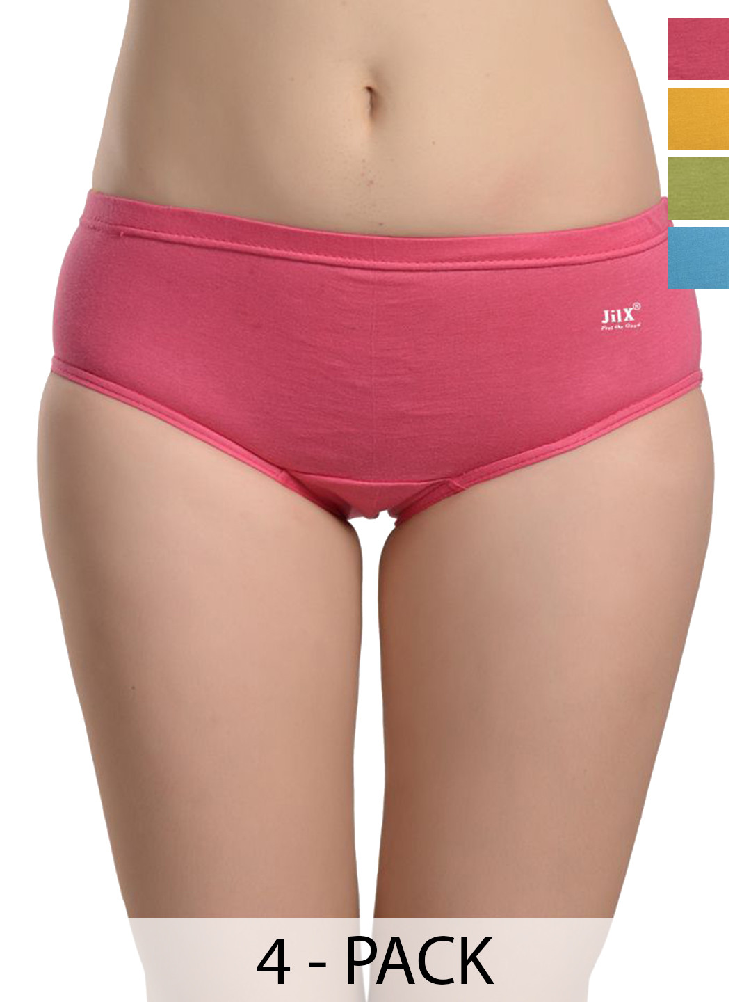JIL X Pack Of 4 Cotton Hipster Briefs MY-JILX-PRO-PLAIN-IE-4PC