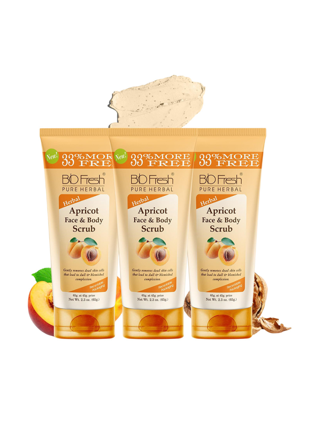 BIOFRESH Set Of 3 Apricot Body And Face Scrub - 65 g Each