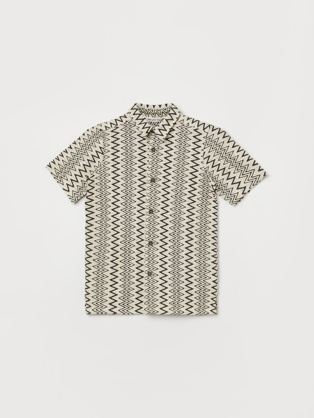 Fame Forever by Lifestyle Chevron Textured Spread Collar Cotton Casual Shirt