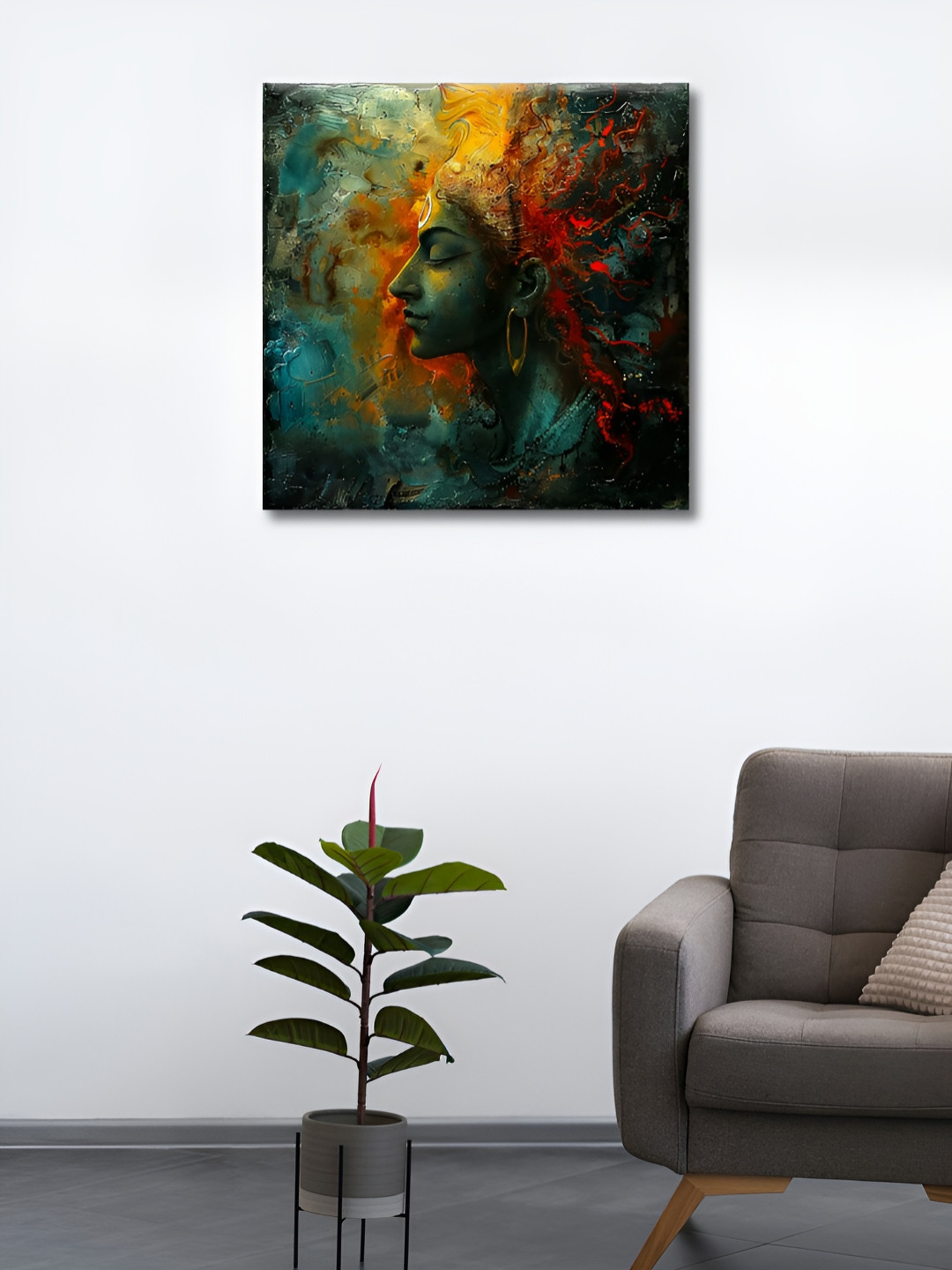 OLIVE TREE Black & Gold-Toned 1 Piece Canvas Religious Wall Paintings