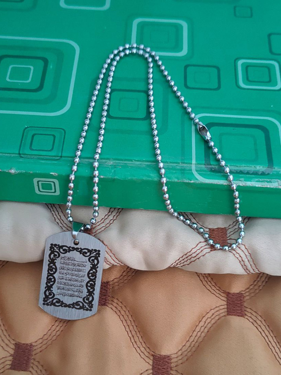 M Men Style Silver-Plated Stainless Steel Geometric Islamic Allah Pendant