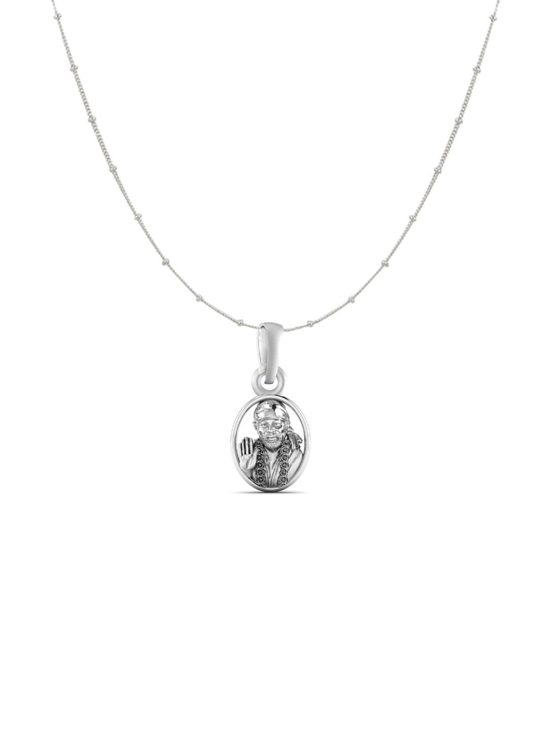 Metronaut 92.5 Sterling Silver Sai Baba Pendant With Ball Chain