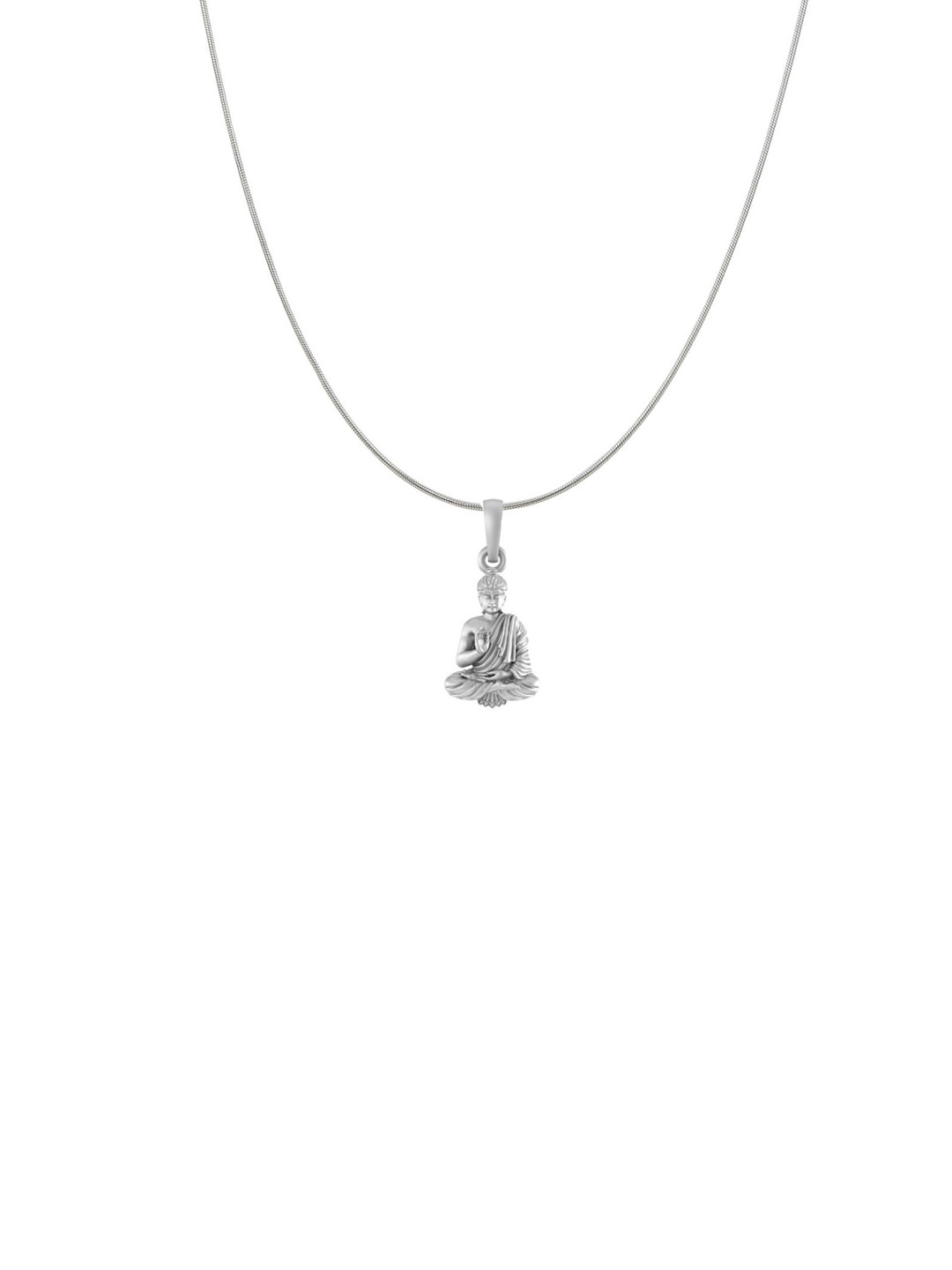 Metronaut 92.5 Sterling Silver Buddha Pendant With Rope Chain