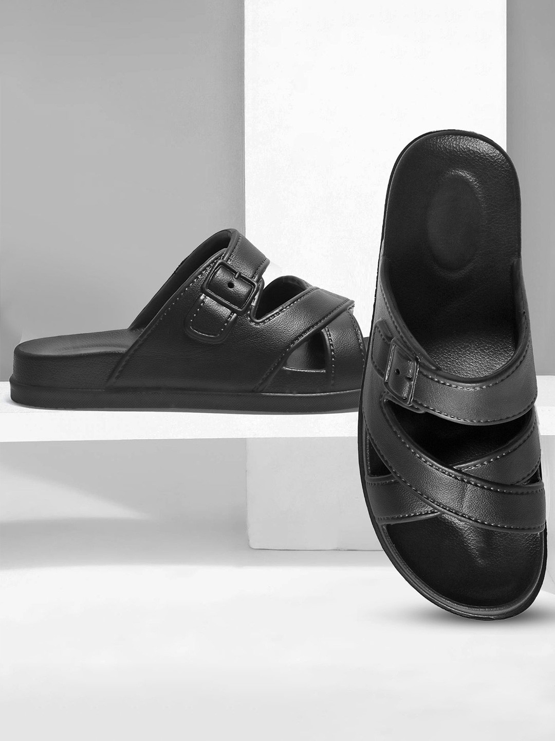 TOMSY CHOICE Men Open Toe Flats with Buckles