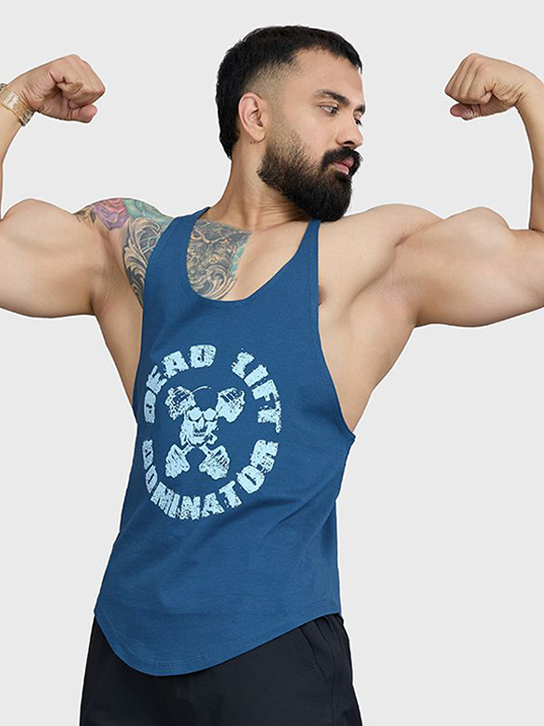 FUAARK Men's Deadlift Stringer Pure Cotton Gym & Workout Stringer Vest Deadlift Stringer T