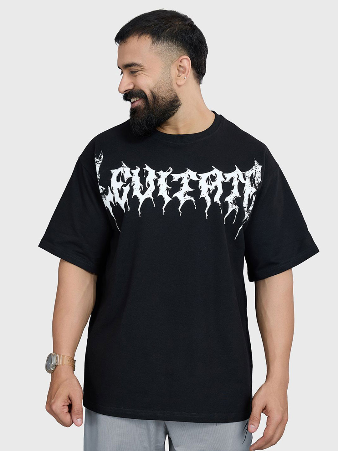 FUAARK Men Levivate 3/4 Sleeves Cotton Oversized Fit Printed Gym Workout Tshirt