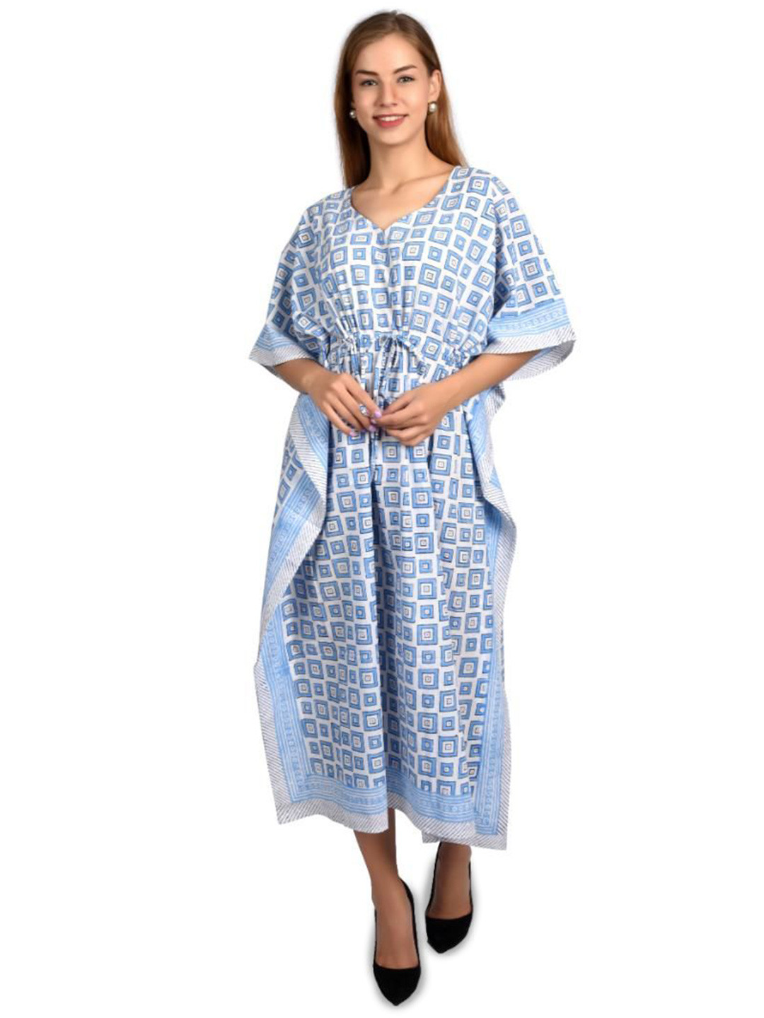 Fabric Venue Print Kaftan Maxi Dress