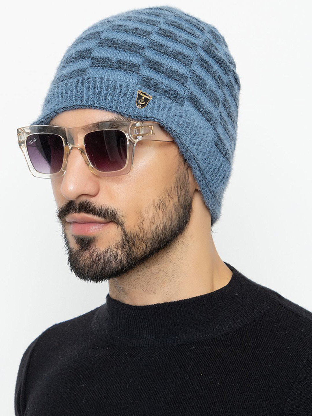 Amoldo Unisex Self Design Woollen Beanie