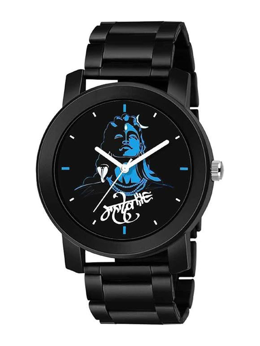 JUST LIKE Men Dial & Bracelet Style Straps Analogue Watch black pendo blue mahadev chain