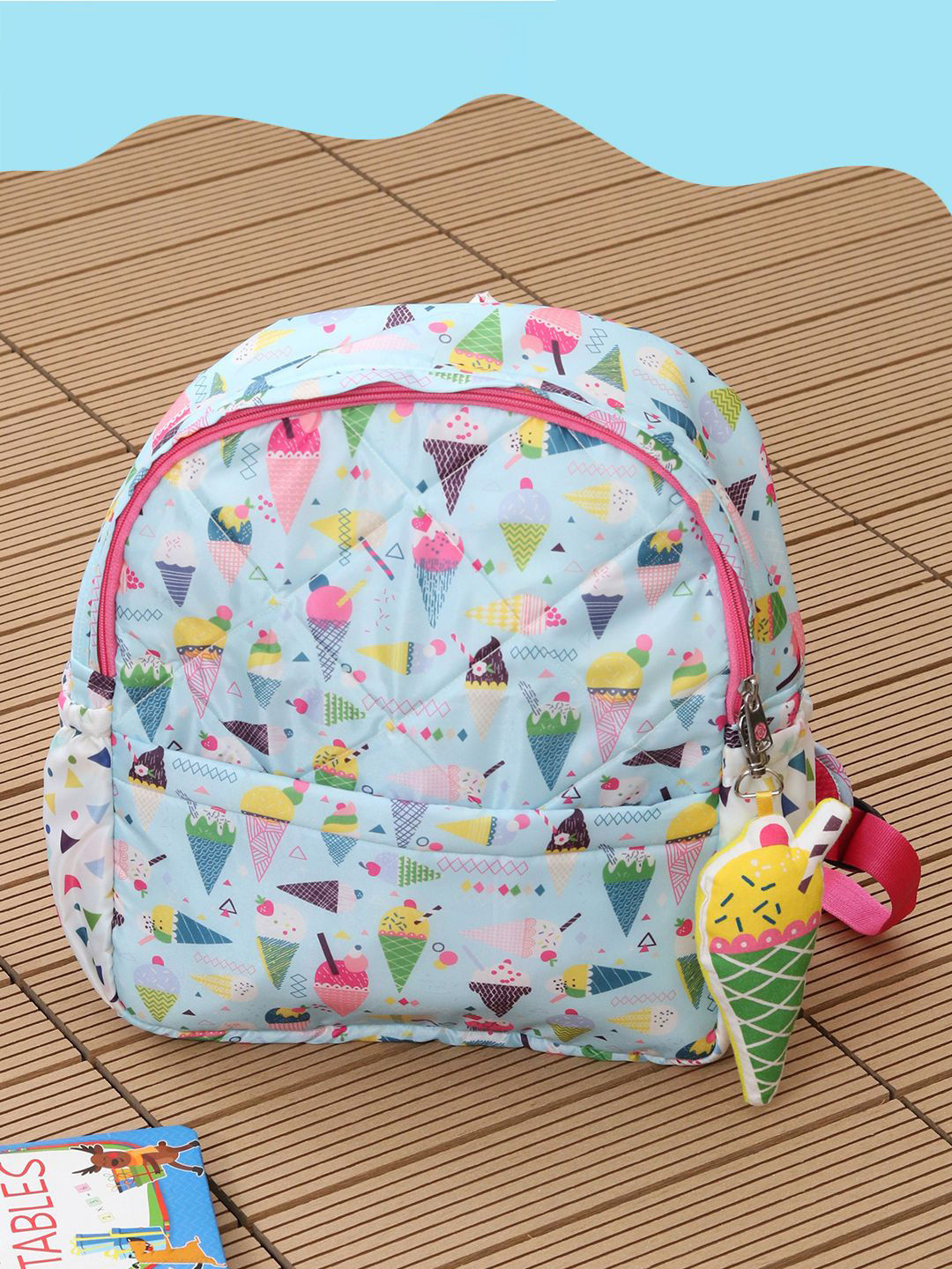 ROSADA Kids Ice-Cream Printed  Waterproof Backpack With Keychain-15inch