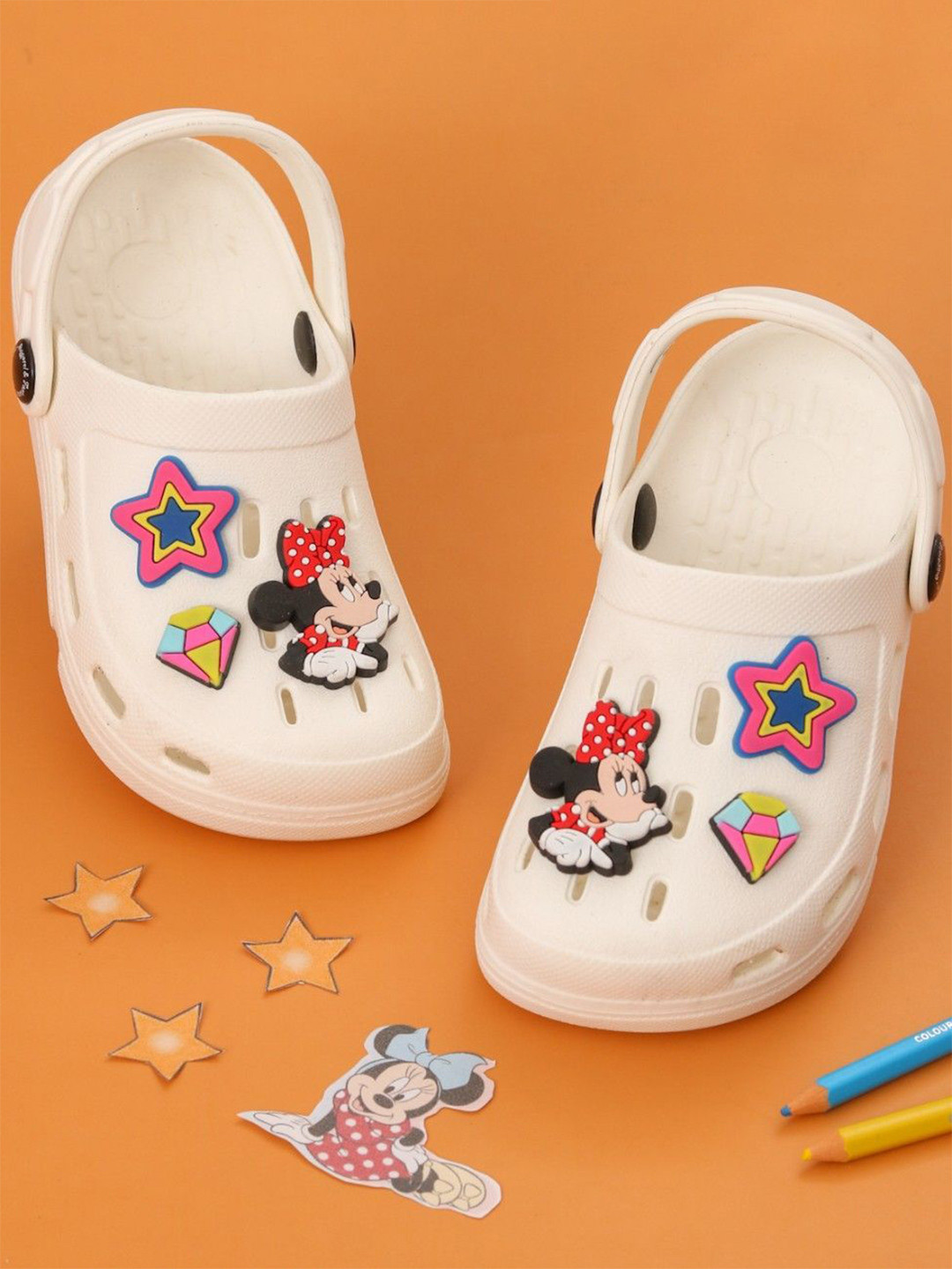 Disney By Yellow Bee Girls Minnie Mouse Clogs With Star & Gem Charms