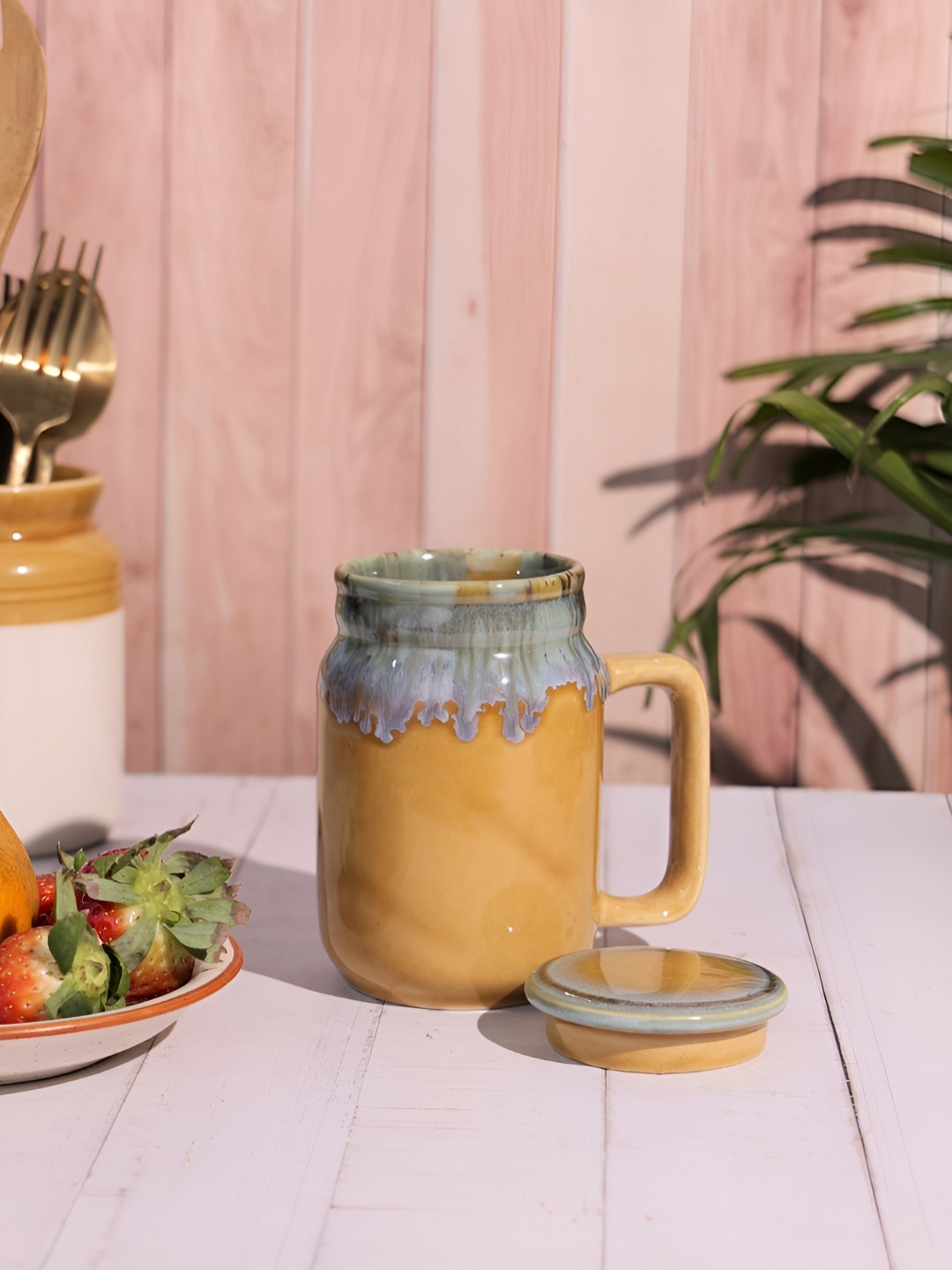 VarEesha Mustard Ceramic Handmade Mug-400ml