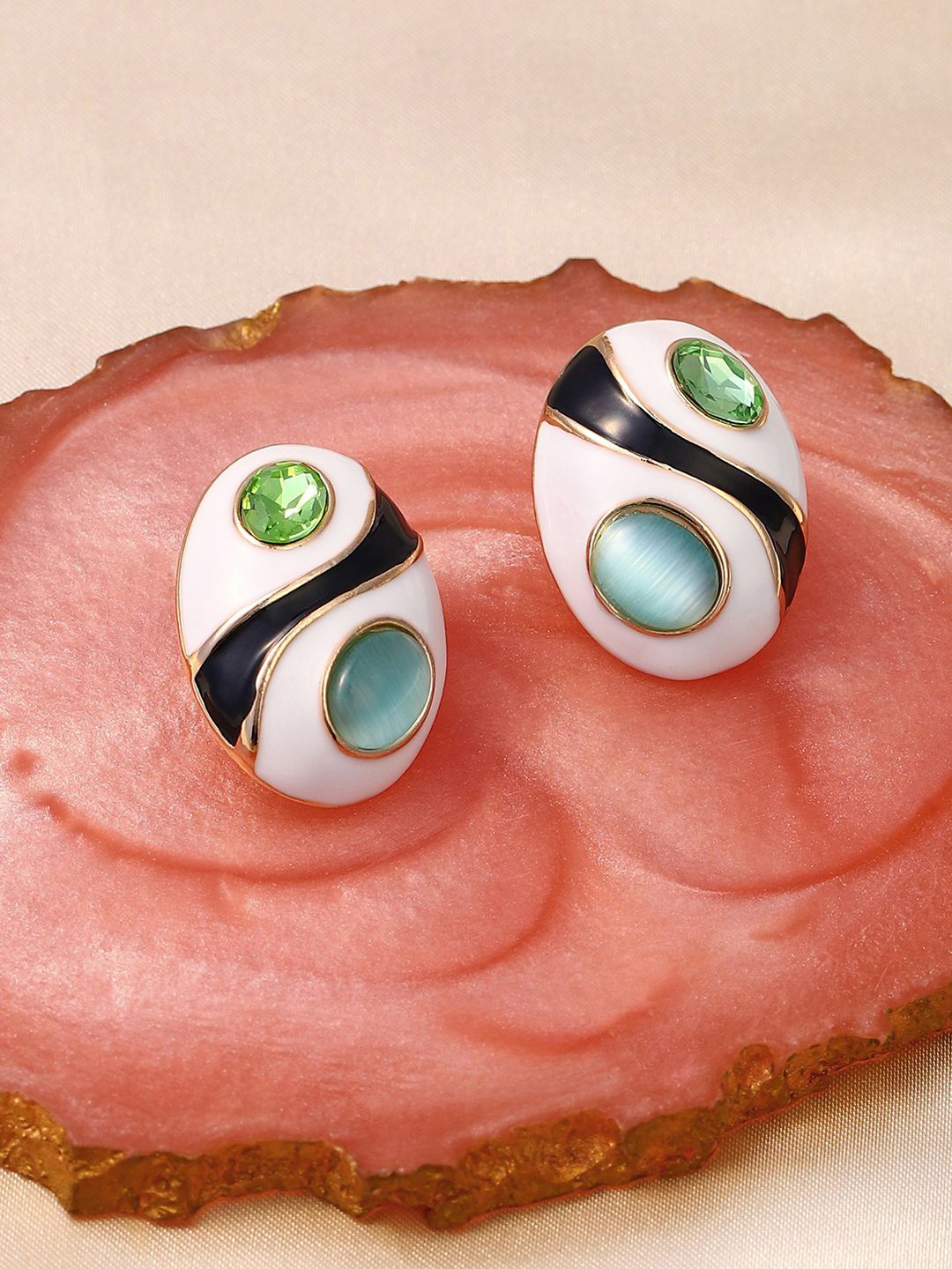 DressBerry Gold-Plated Artificial Stones Studded Contemporary The Marquess Studs