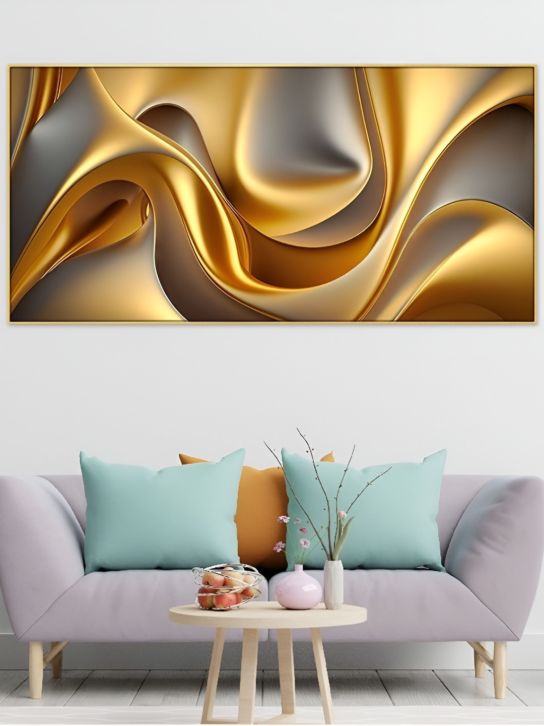 DEKORSTATION Yellow & Grey Abstract Printed Canvas  Wall Art