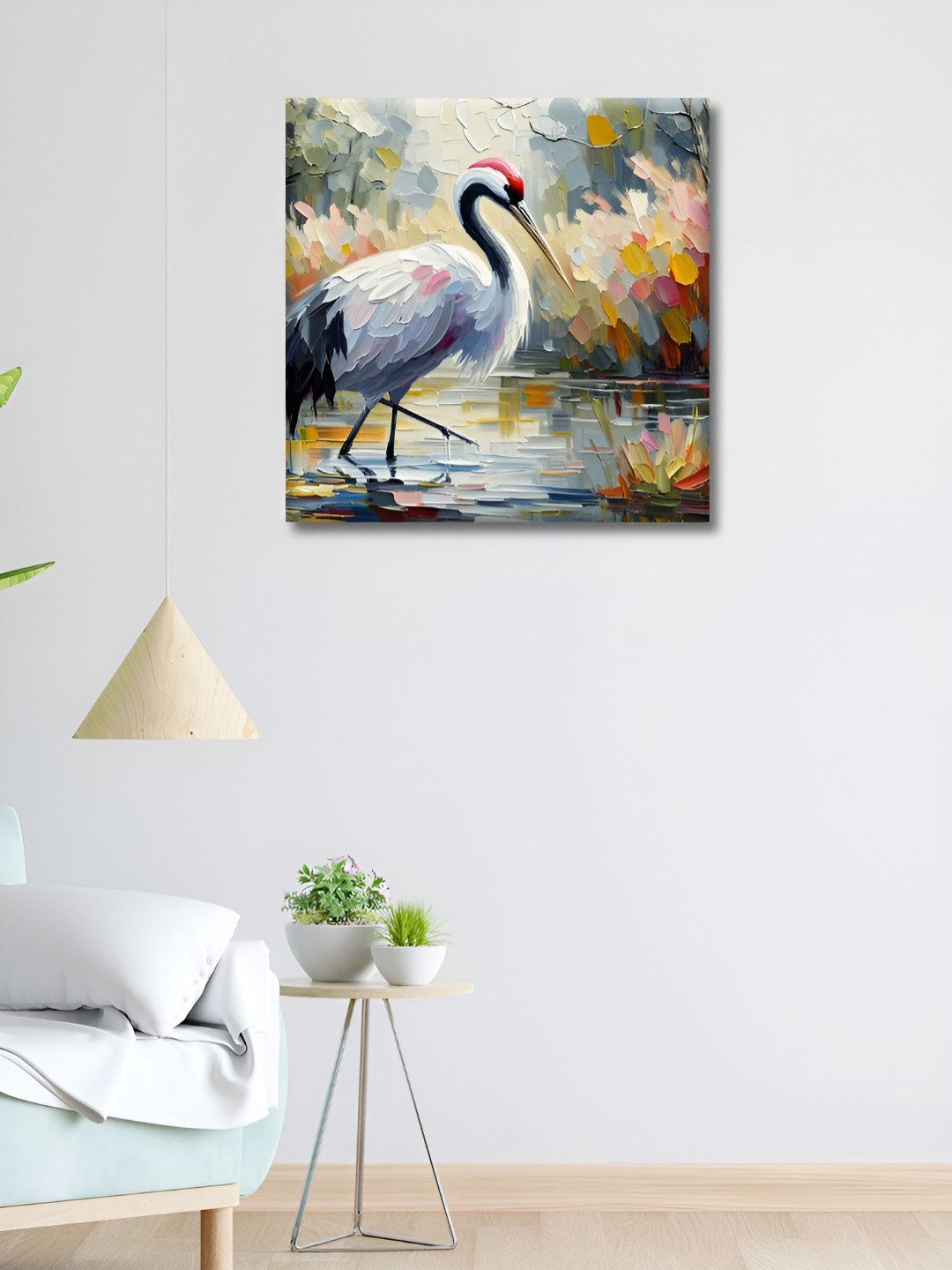 OLIVE TREE Off White & Black 1 Piece Canvas Birds and Animals Wall Paintings