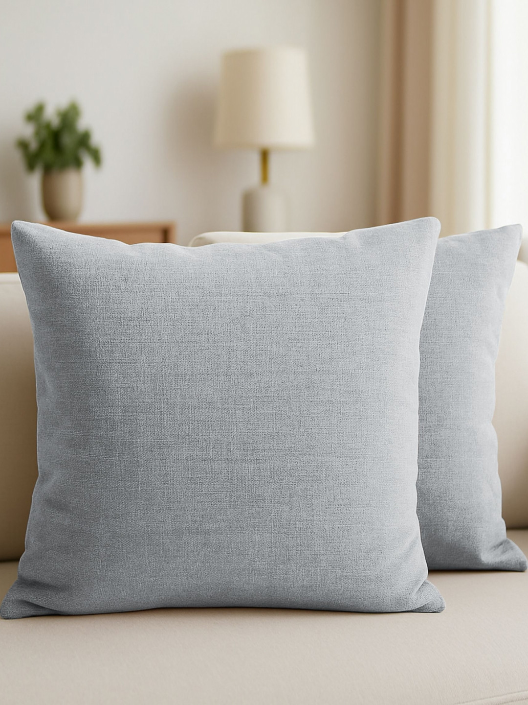 CASABLEU Premium Baker Grey 2 Pieces Square Cushion Covers