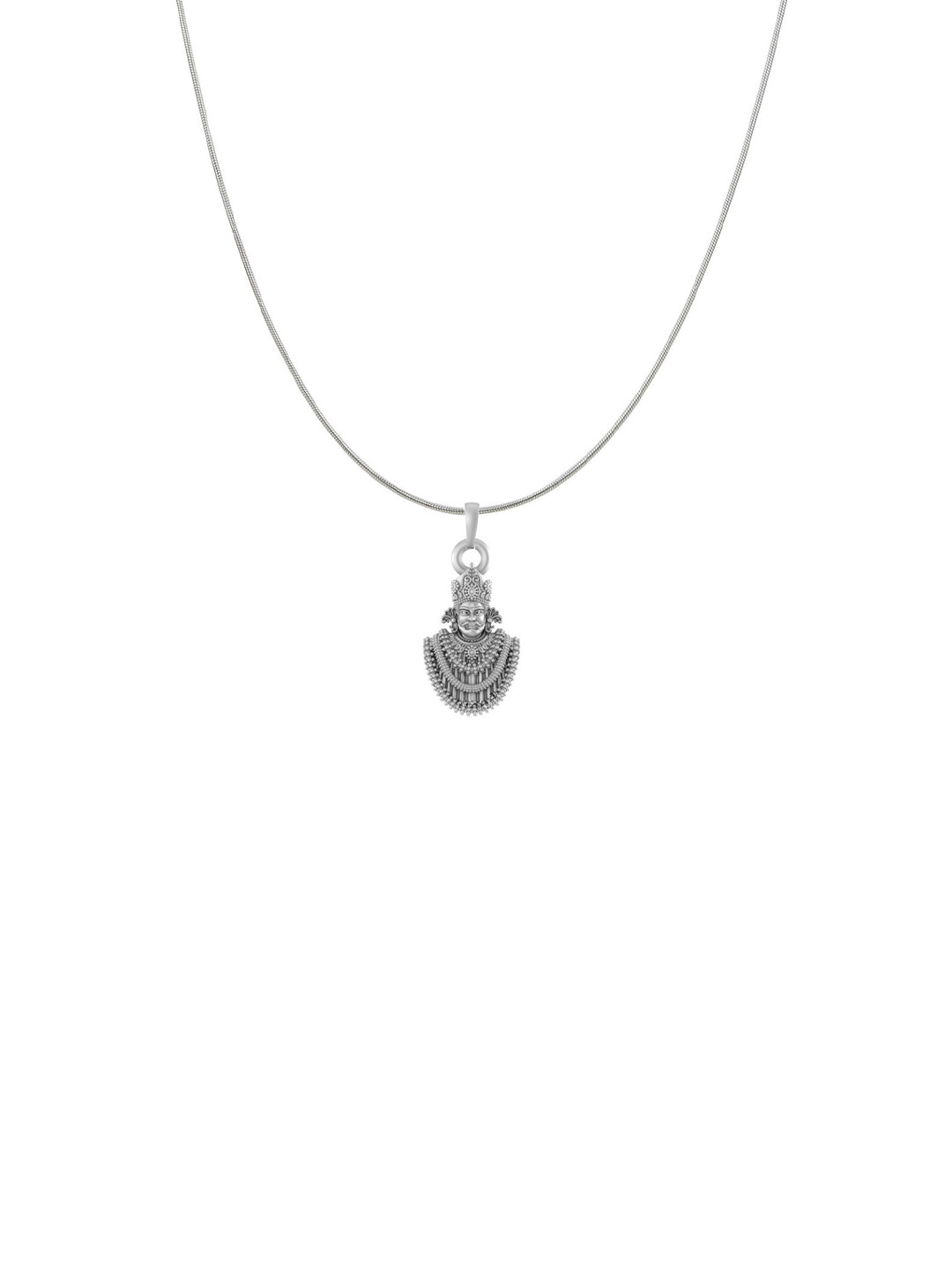 Metronaut 92.5 Sterling Silver Khatu Shyam Goddess Pendant With Rope Chain