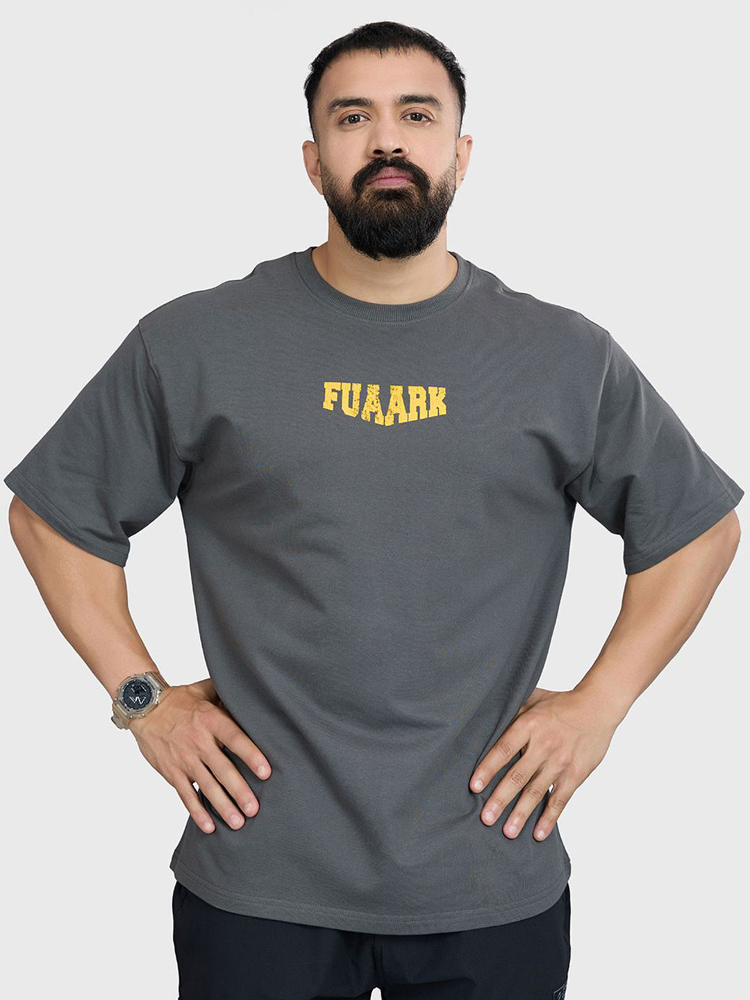 FUAARK Men Trendsetter Cotton Oversized Fit Printed Dropshoulder T-Shirt