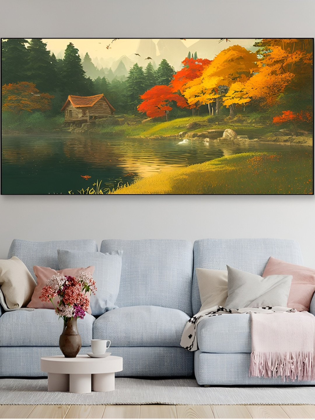 DEKORSTATION Yellow & Green Abstract Printed Canvas Wall Art