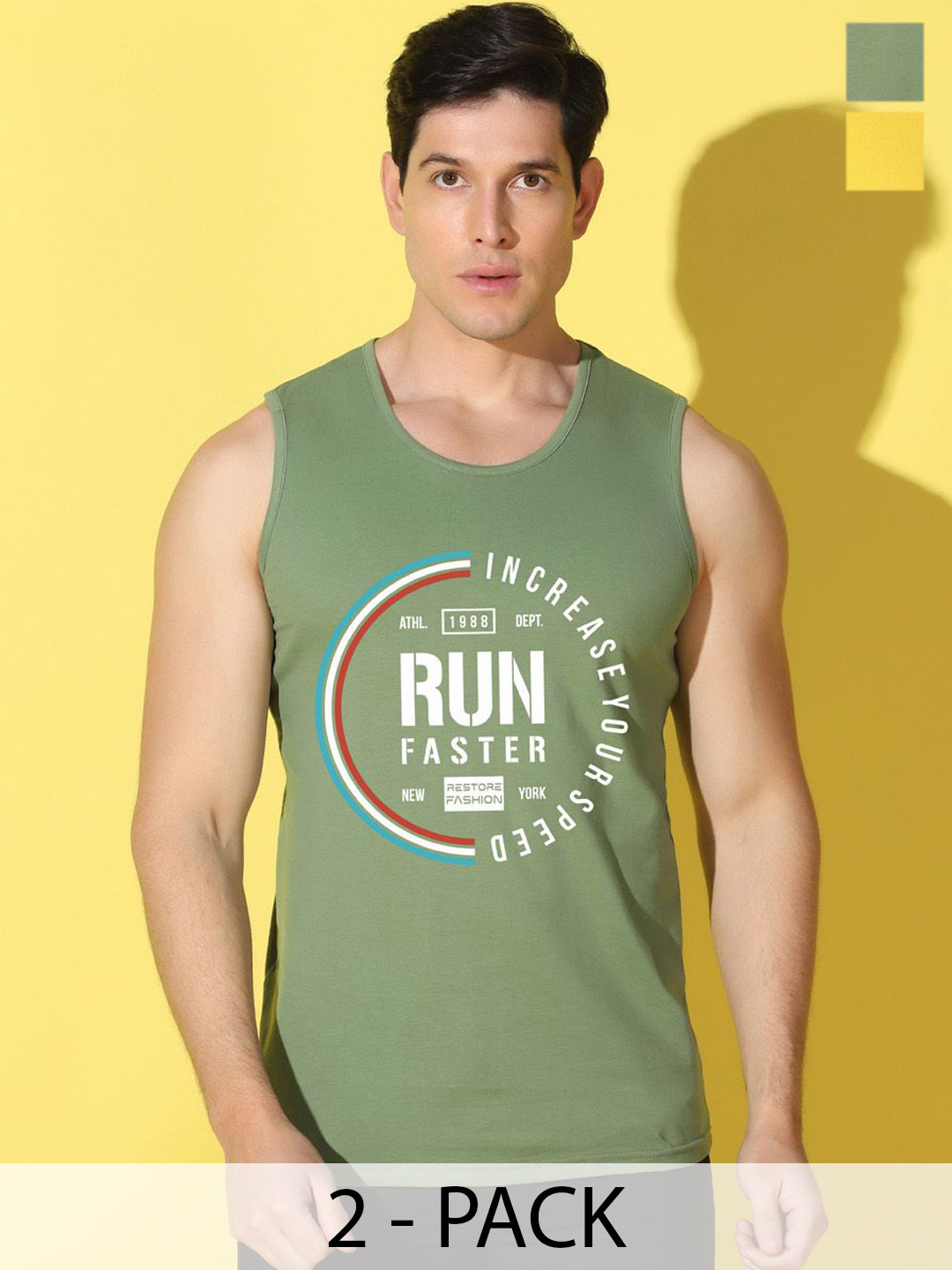 WOOSTRO Pack of 2 Printed Combed Cotton Innerwear Vests with Intelliease Technology