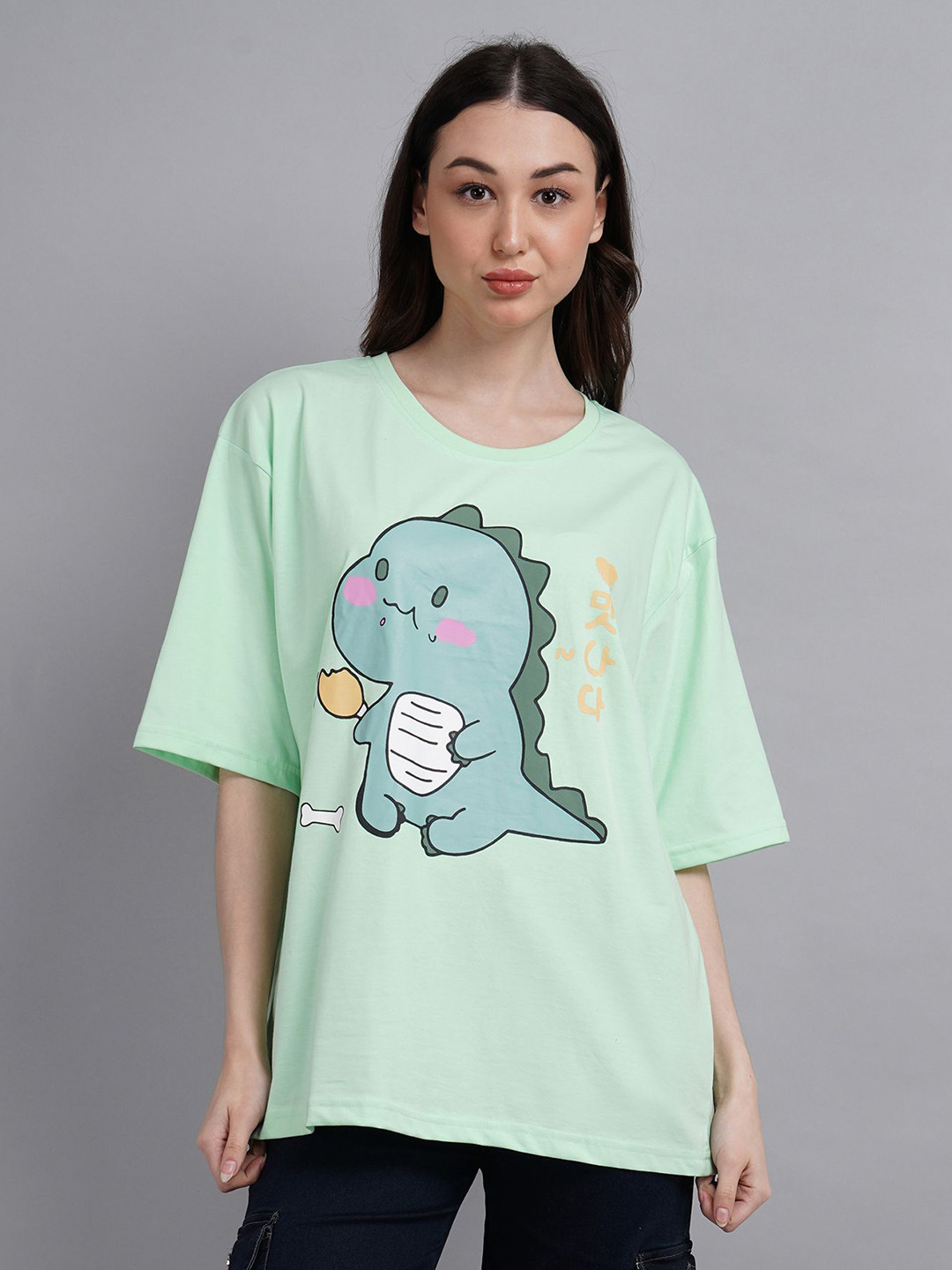 BELTLY Women Graphic Printed Round Neck Cotton Oversized T-shirt