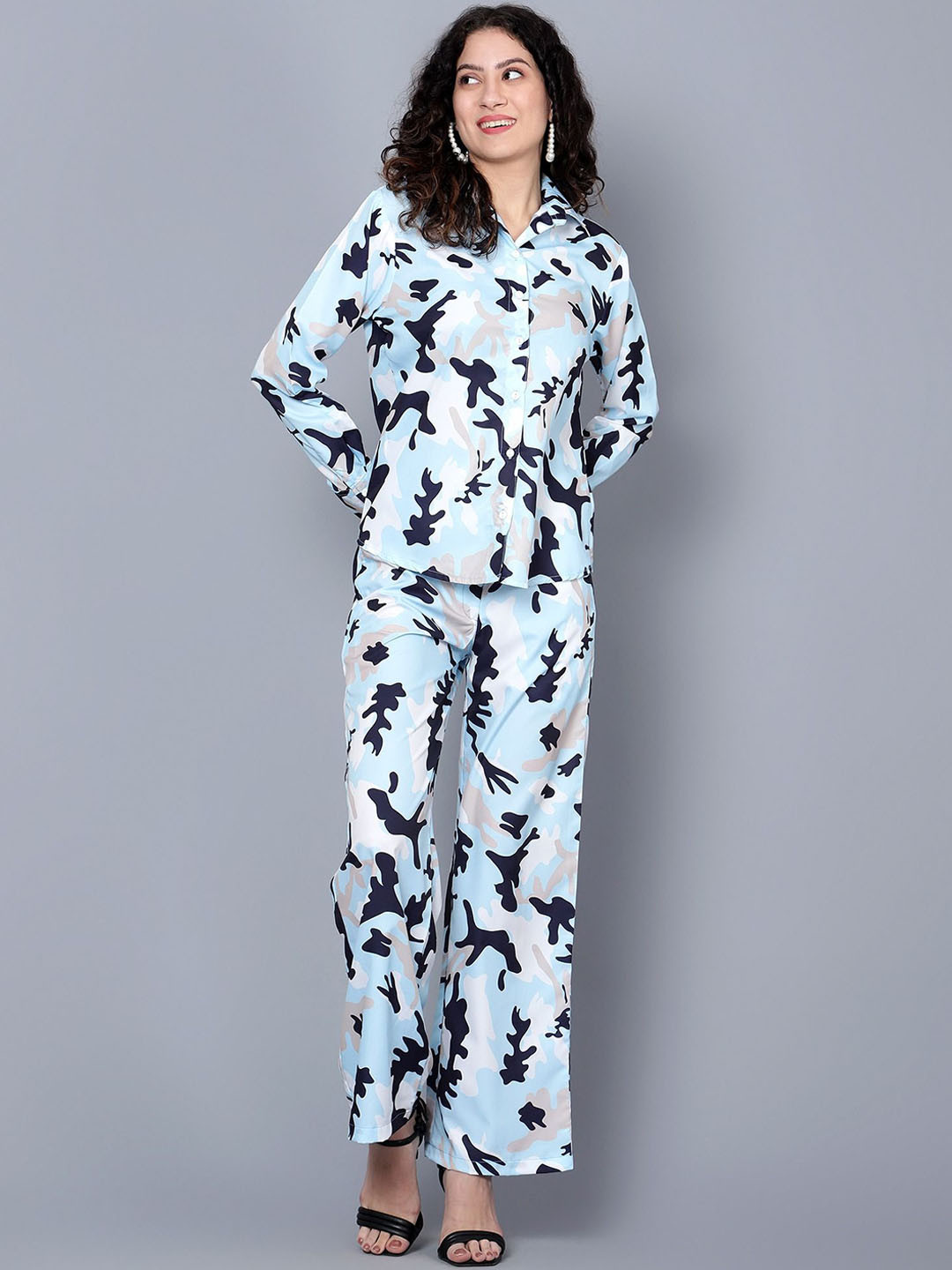 BEACH & HILL Camouflage Printed Shirt & Trouser Co-Ord Set