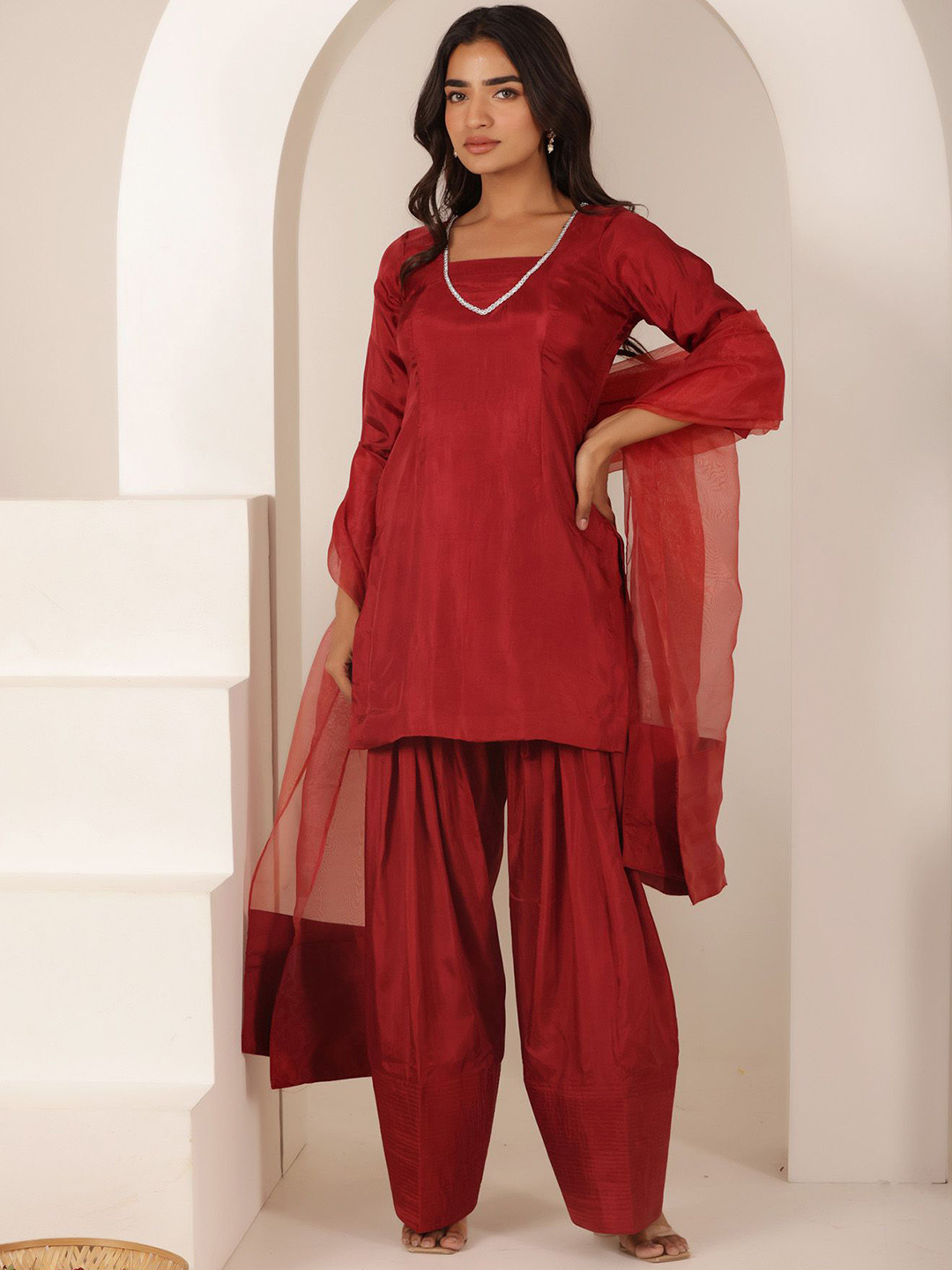 DEASHA INDIA Women Farshi Regular Pure Silk Kurta with Salwar & With Dupatta
