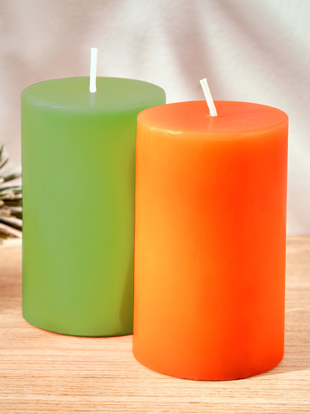 PEEPALCOMM 2Pcs 1 Wick Sandalwood and Lemongrass Solid Tapered Regular Pillar Candles