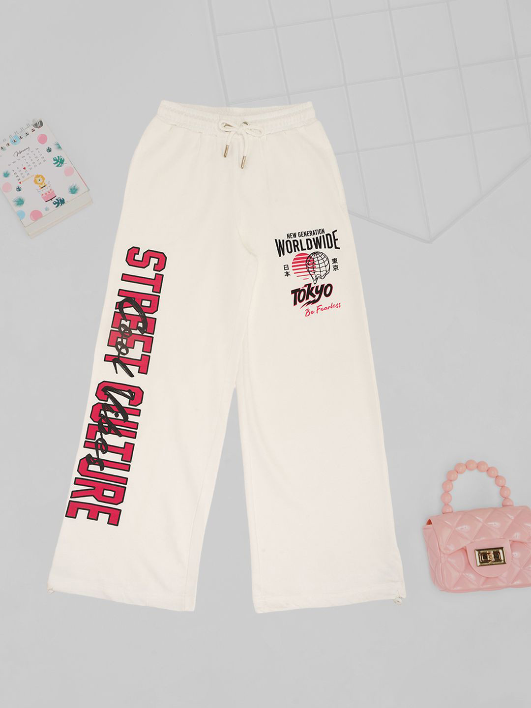 Pantaloons Junior Girls Printed Pure Cotton Track Pants