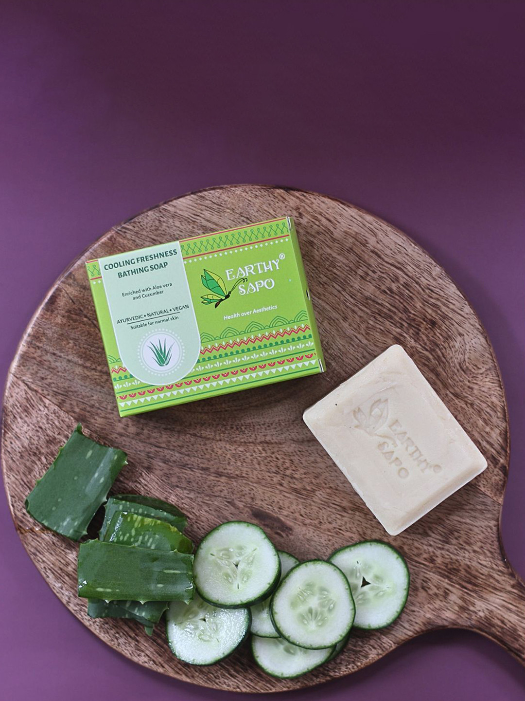 EARTHY SAPO Set Of 2 Cooling Freshness Bathing Soap - 100 g Each