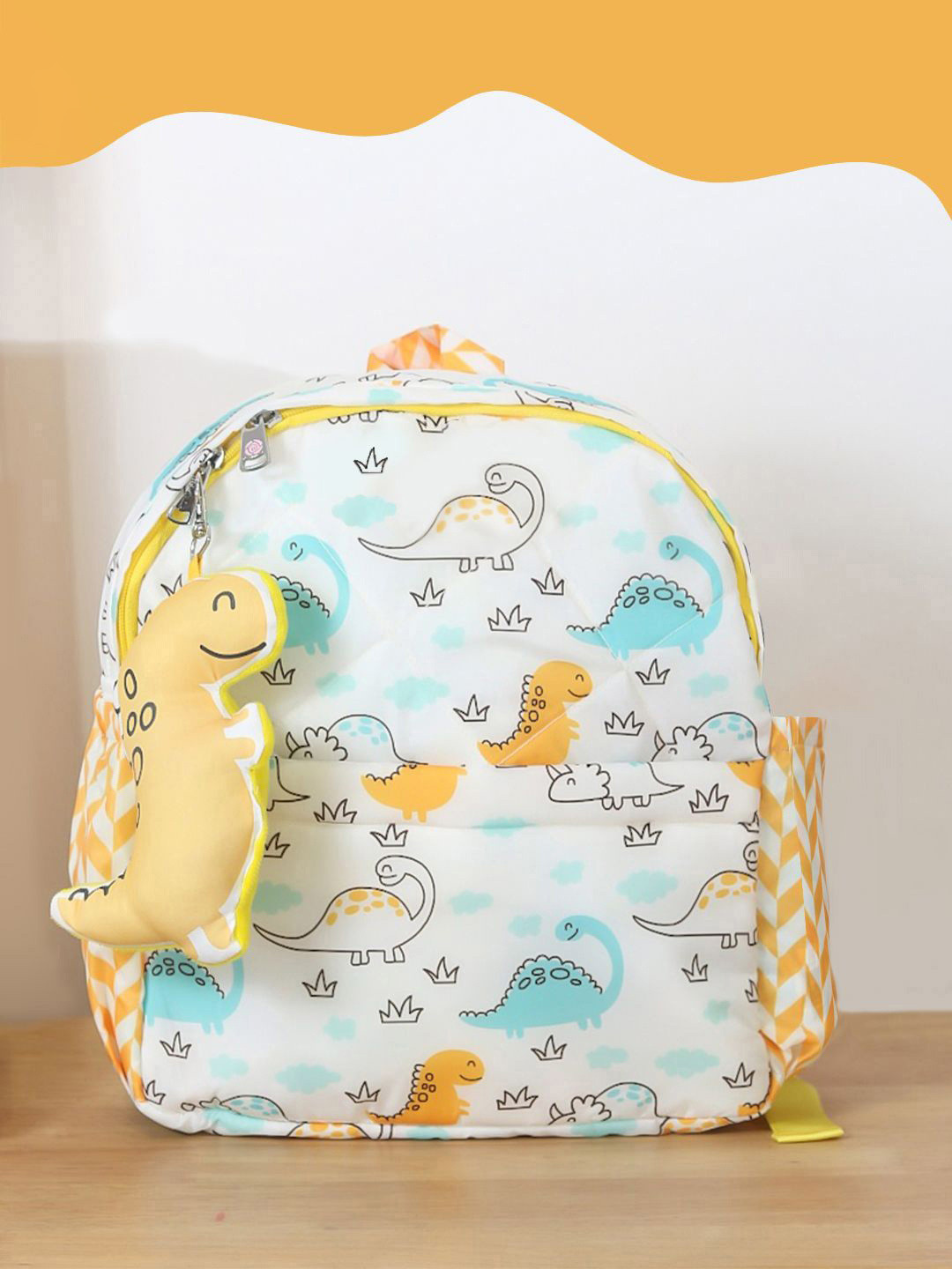 ROSADA Kids Dinosaur Printed  Waterproof Backpack With Keychain-15inch