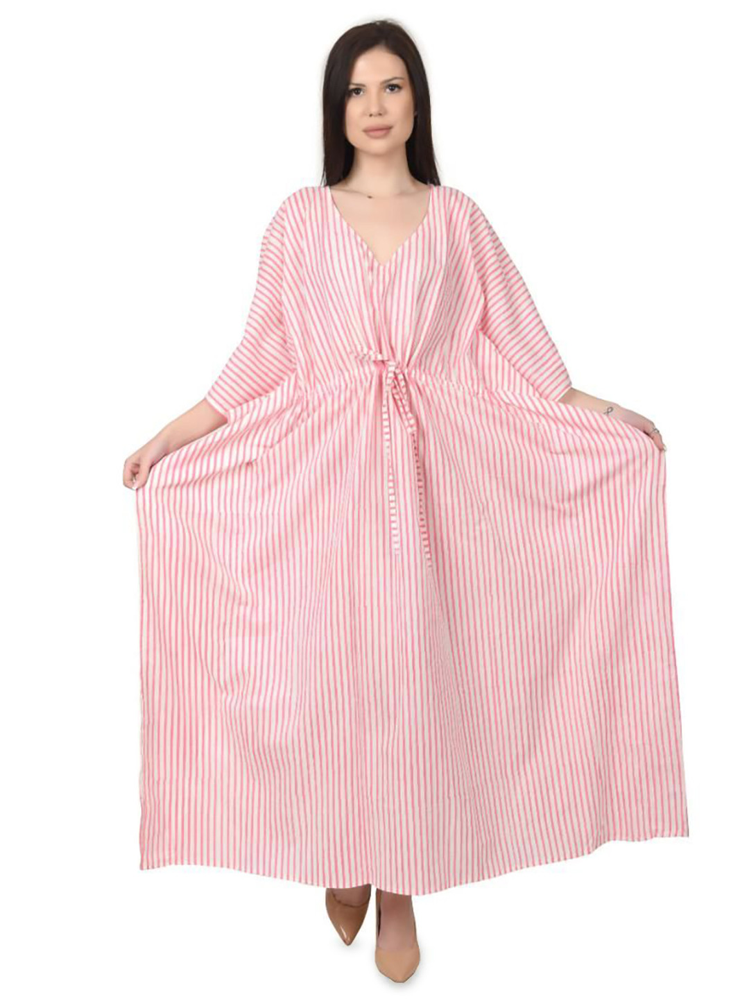 Fabric Venue Striped Printed Kaftan Maxi Dress