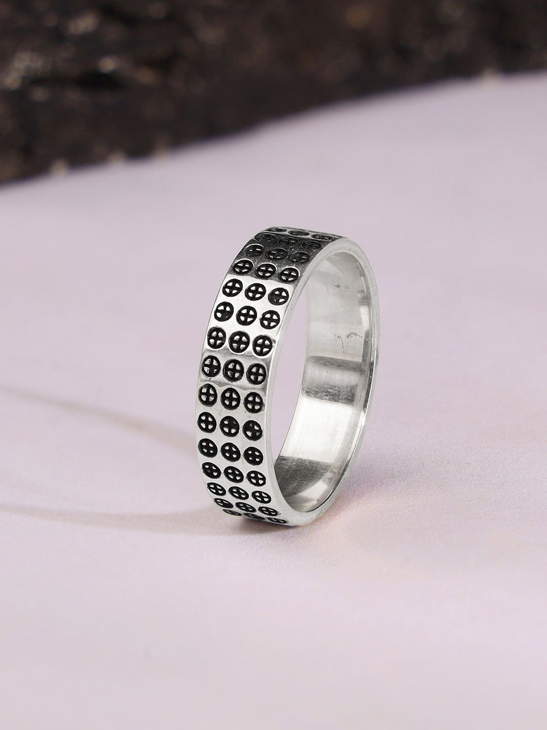 GIVA 925 Oxidised Silver Lucifer Ring For Him Fixed Size Indian-17 y