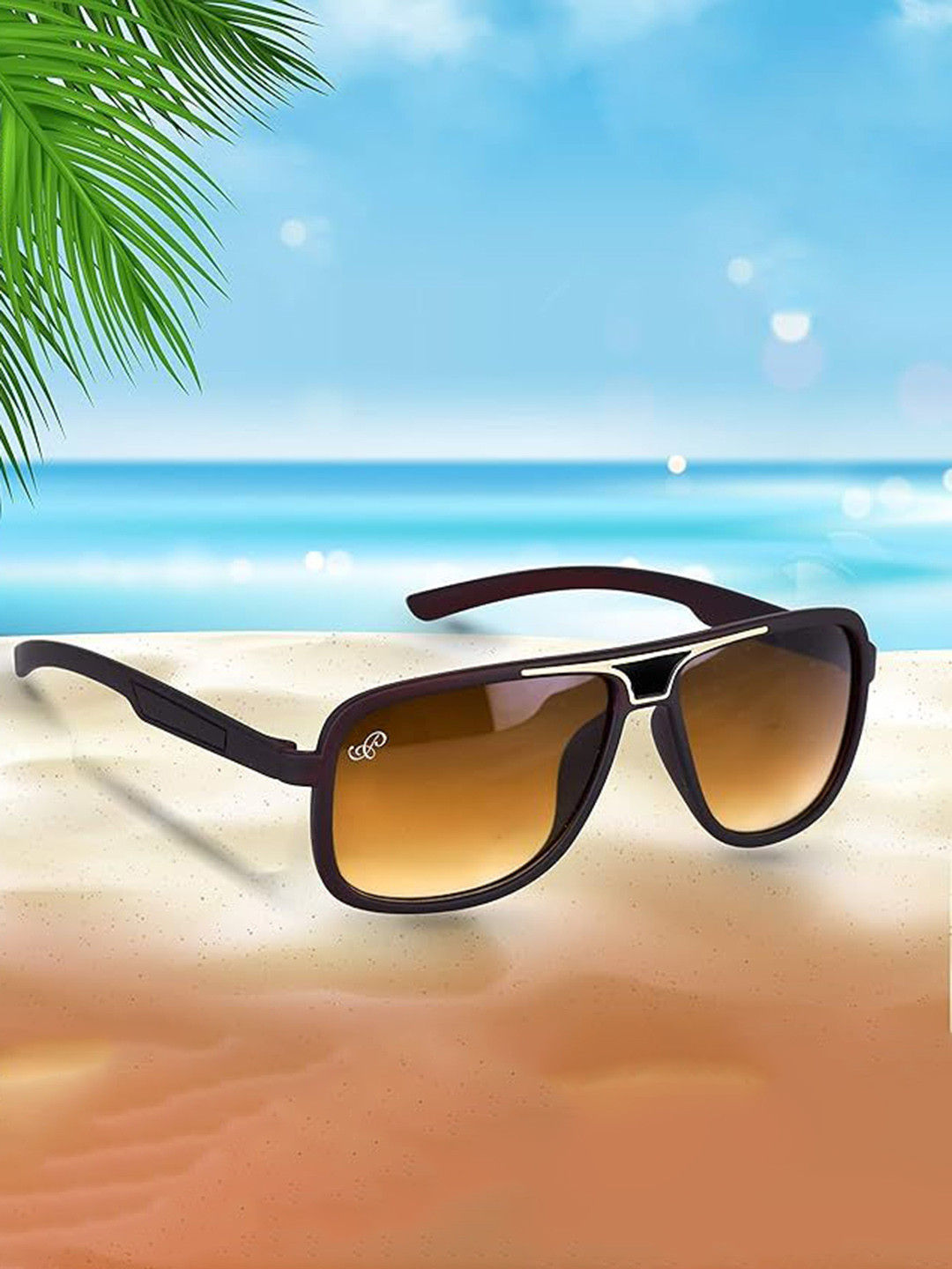 PIRASO Unisex Wayfarer Sunglasses with UV Protected Lens 39019 BROWN BLACK