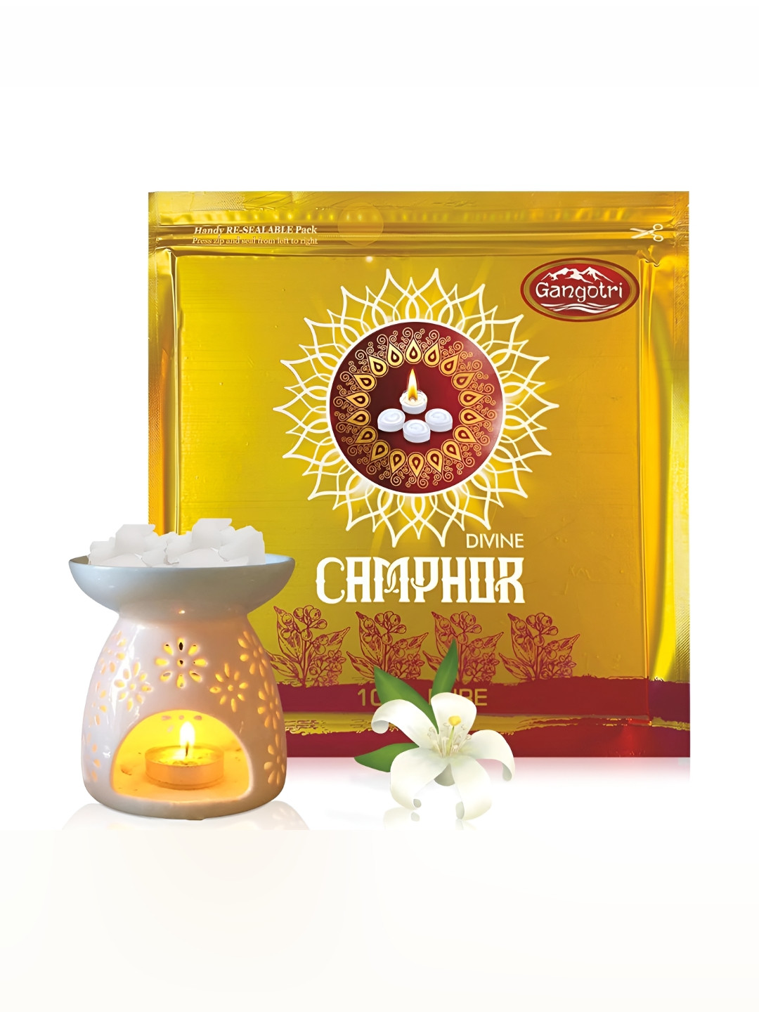 Gangotri Yellow & Maroon Divine Camphor - 250 g