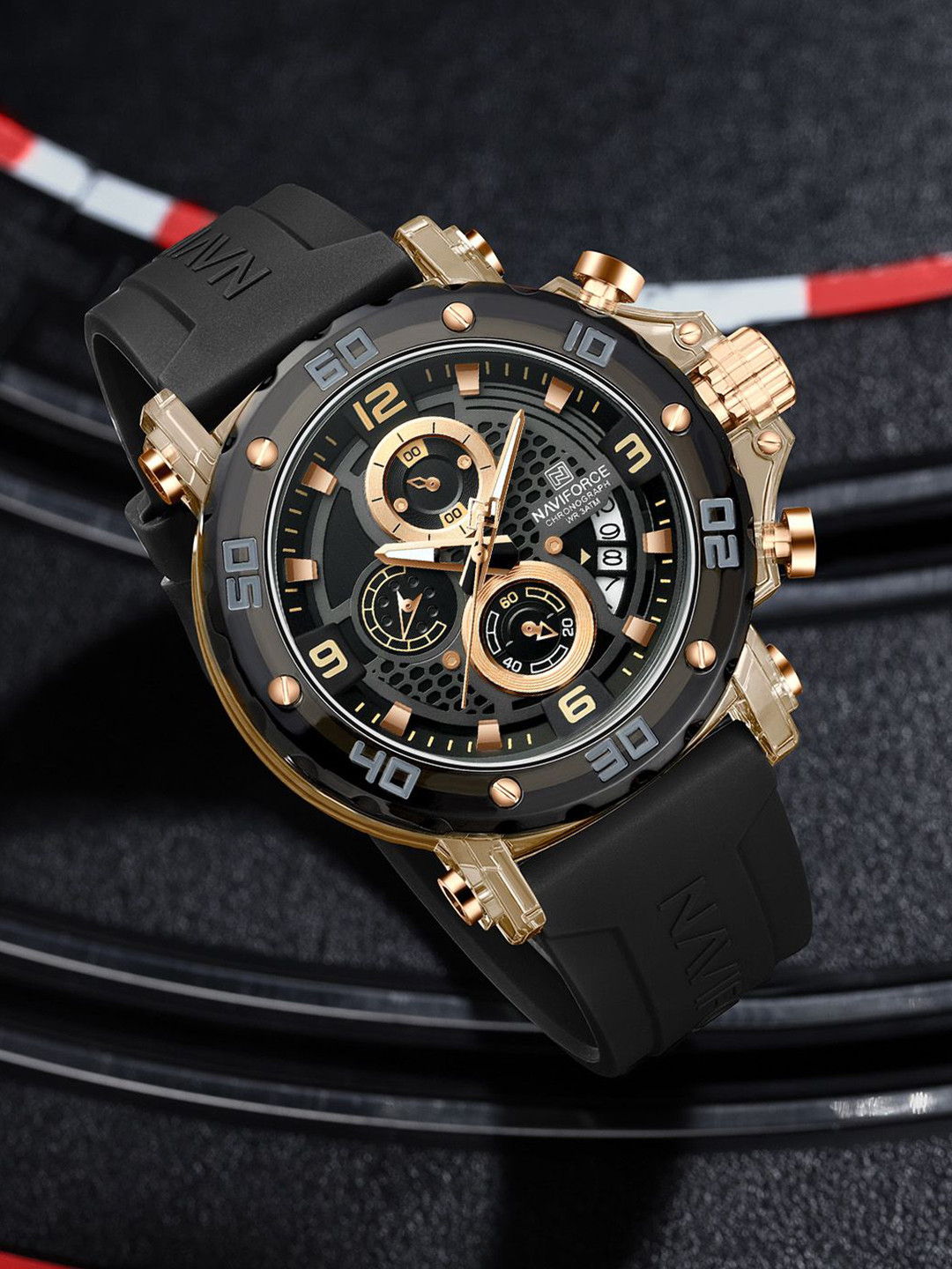 Naviforce Men Patterned Dial Analogue Chronograph Watch NF7123_RG Y B